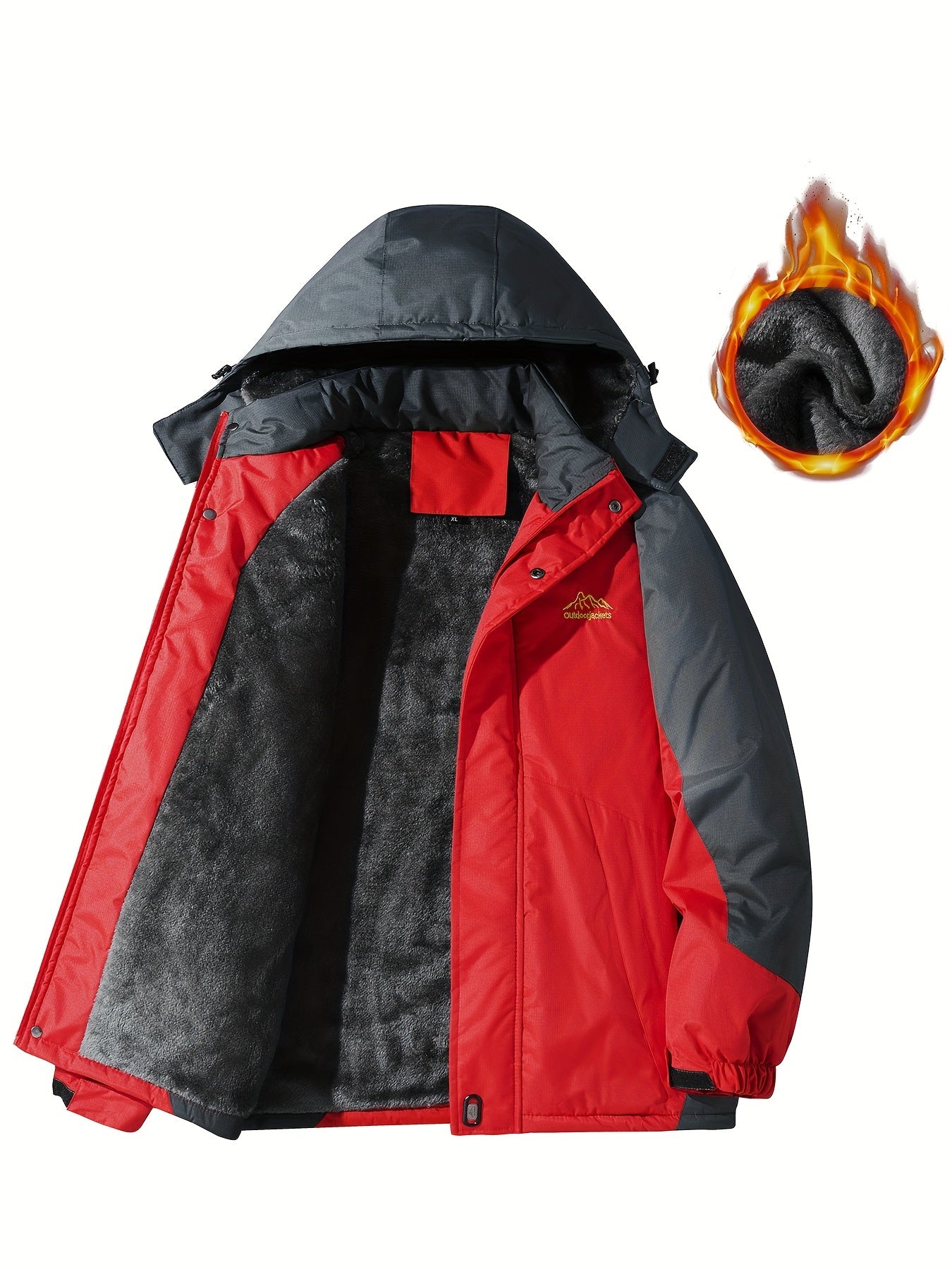 Men's Casual Hooded Sherpa Lined Windbreaker Coat