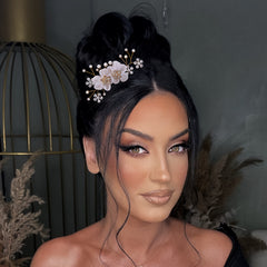 Vintage Style Bridal Hair Comb with Tulle Flowers
