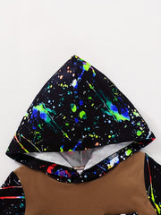 Baby Boy's Graffiti Print Triangle Hoodie Romper & Pants