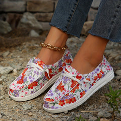 Women's Floral Canvas Slip-On Sneakers Casual Lightweight Shoes