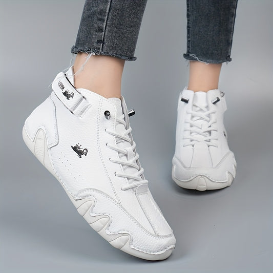Women's Lace Up Ankle Boots - Faux Leather Sneakers