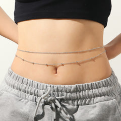 Layered Belly Body Chain Metal Bead Waist Chain Summer Beach Jewelry