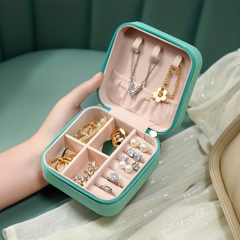Mini Jewelry Organizer Case Portable PU Leather Storage Necklace Box