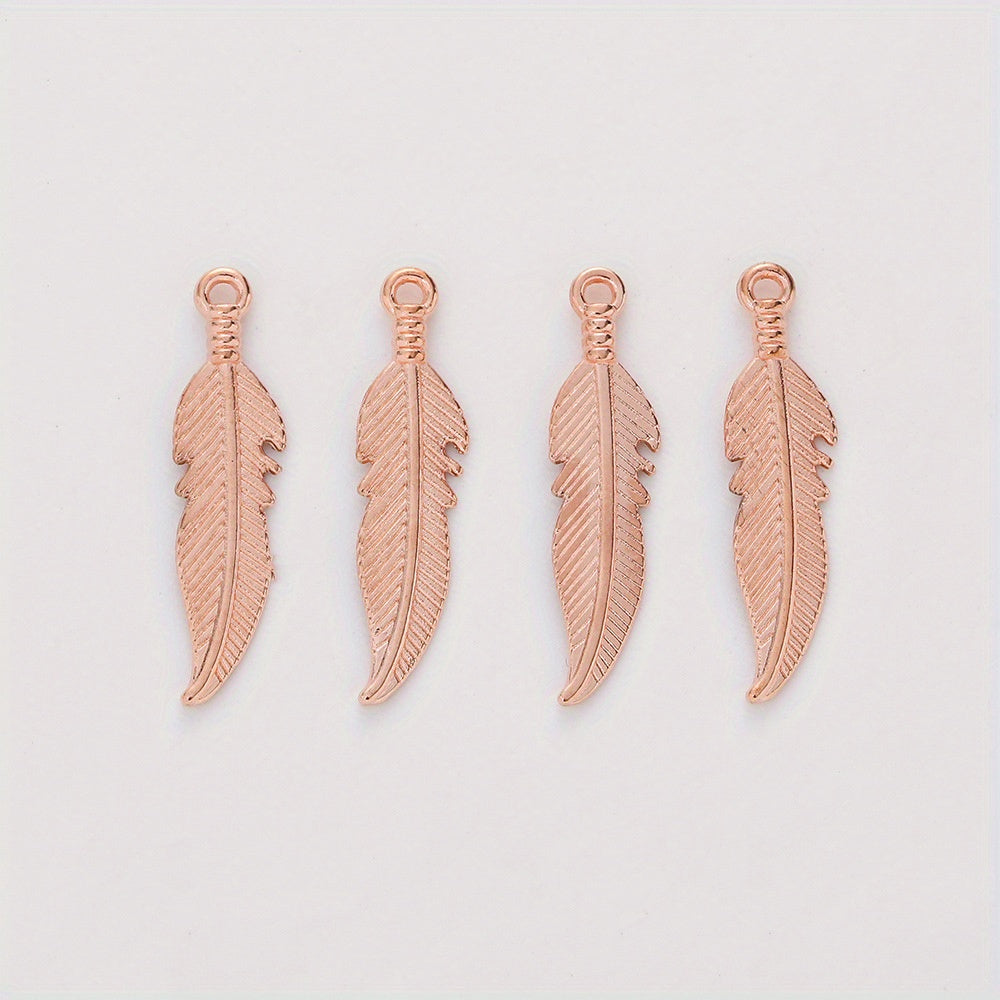 50pcs Double Sided Feather Charms Antique Silver Pendant