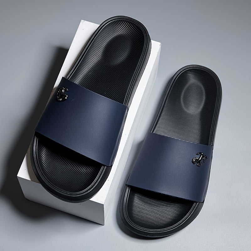 Men's Metallic Decor Slides Non Slip Slippers