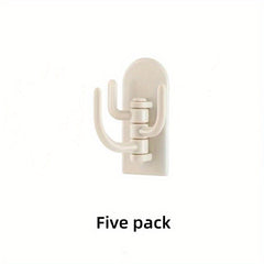 5pcs Adhesive 3-hook Wall Hanging Cactus Rota