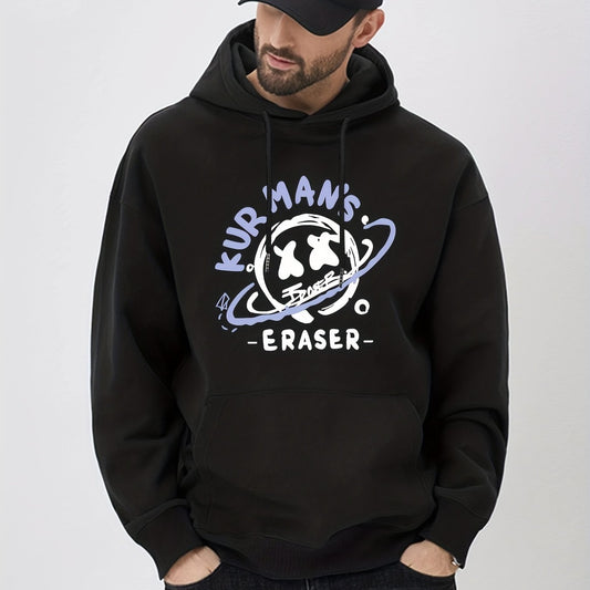 Cartoon Planet Print Hoodie Men's Pullover Hooded Sweatshirt