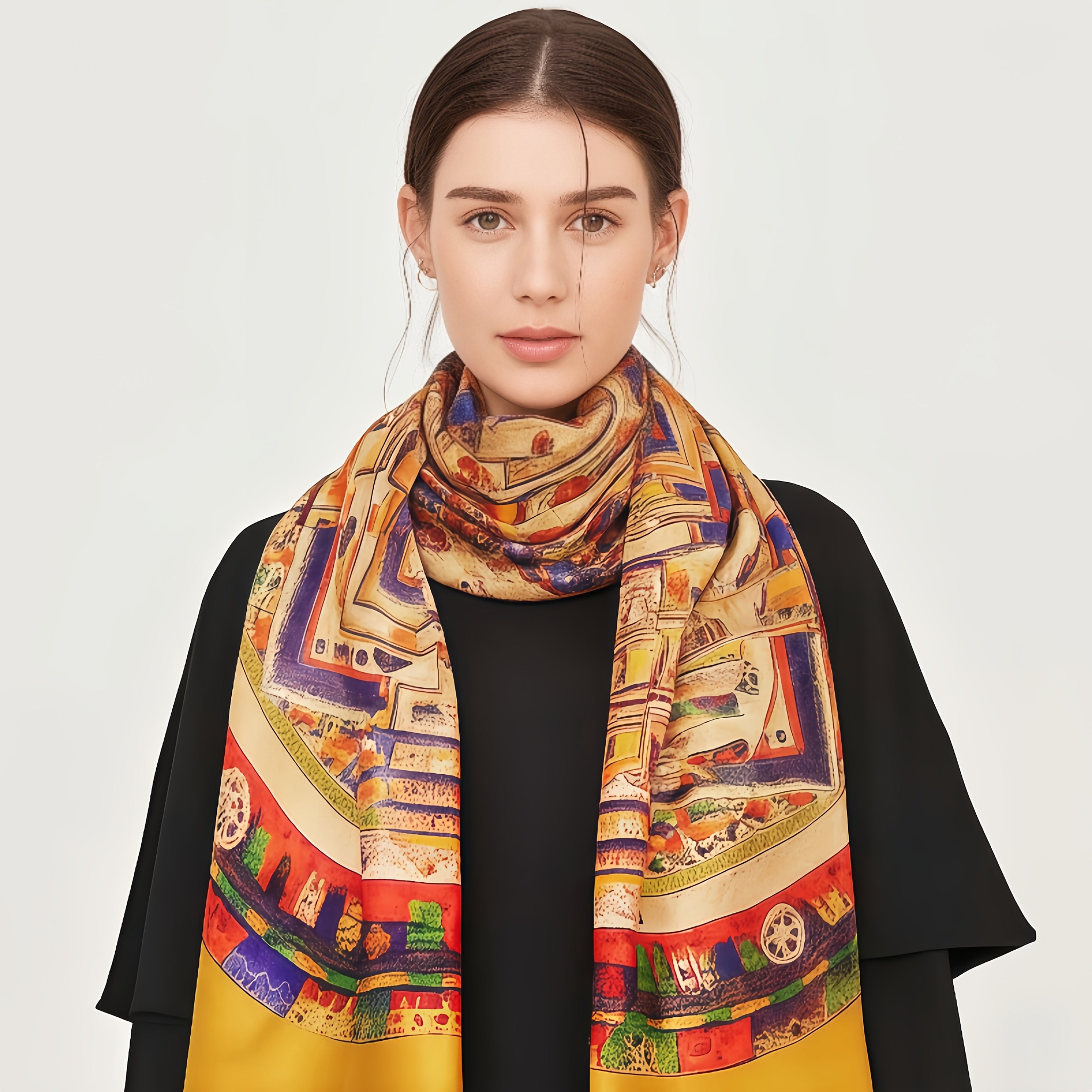 Tibetan Style Silk Scarf 140x140cm Soft & Durable Belt for Suits Shirts