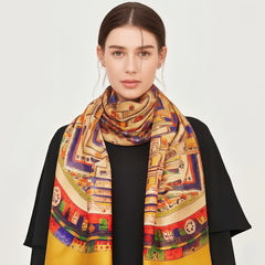 Tibetan Style Silk Scarf 140x140cm Soft & Durable Belt for Suits Shirts