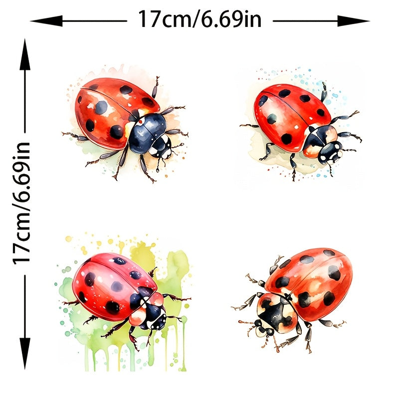 Watercolor Ladybug Pattern Stickers 4-in-1 Scratch Resistant Decals