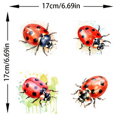 Watercolor Ladybug Pattern Stickers 4-in-1 Scratch Resistant Decals