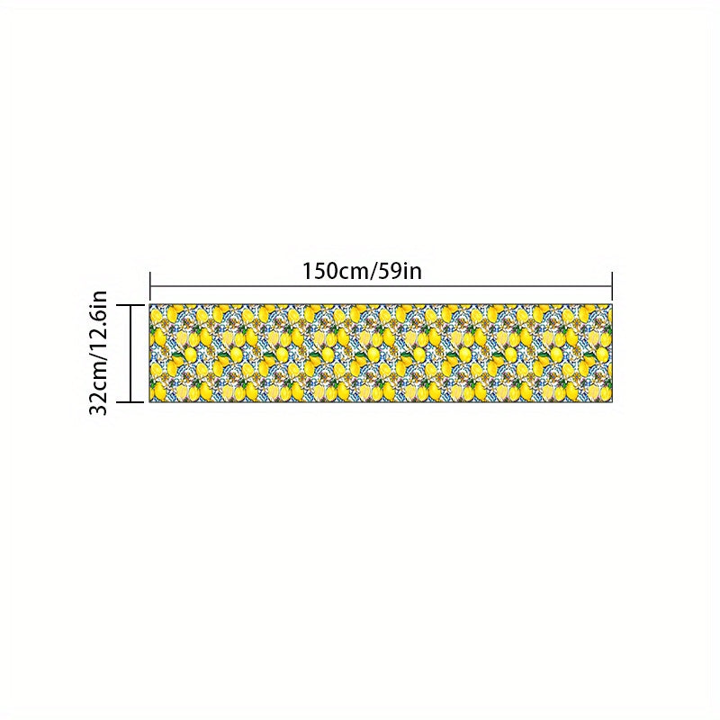 Summer Lemon Pattern Table Runner Farmhouse Linen for Party Wedding