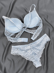 Cross Back Push Up Lingerie Set Micro Elastic Bra & Bikini Panty