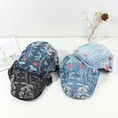 Y2K Washed Denim Newsboy Hat Beret Vintage Lightweight British Style Painter Hat