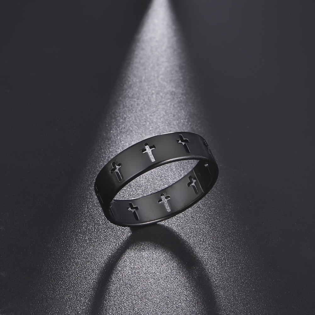 Cross Ring 18K Plated Stainless Steel for Women Girls