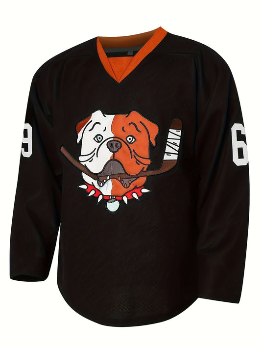 Men's Dog Pattern Hockey Jersey Long Sleeve Tee