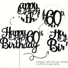 Glitter Happy 60th Birthday Cake Topper - Fabulous Party Decor