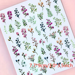 Flower Leaves Nail Stickers Wildflower Nail Tattoos