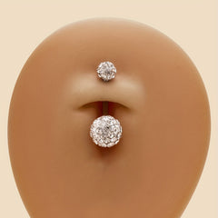 Zircon Belly Button Ring Stainless Steel Navel Piercing