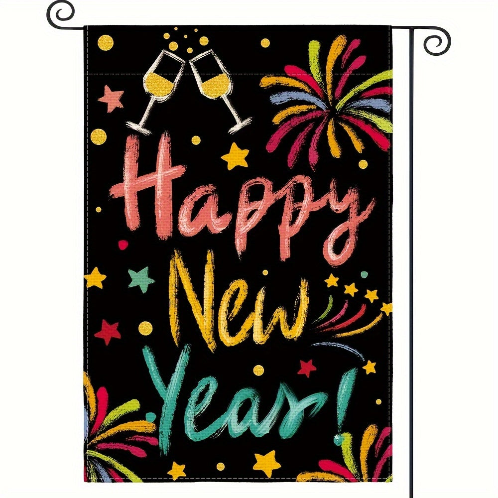 Happy Year Garden Flag 30 48x45 72 Cm Double Sided Rustic Winter Holiday Decor