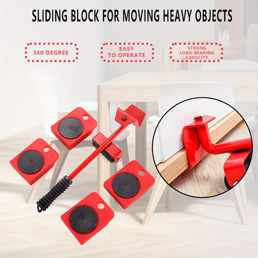 5pcs Furniture Slides Kit MoveRoller Tools 360 Degree Pads Redesign Living Space