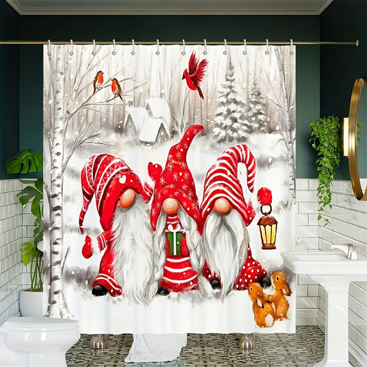 Scandinavian Dwarf Santa Shower Curtain - Waterproof