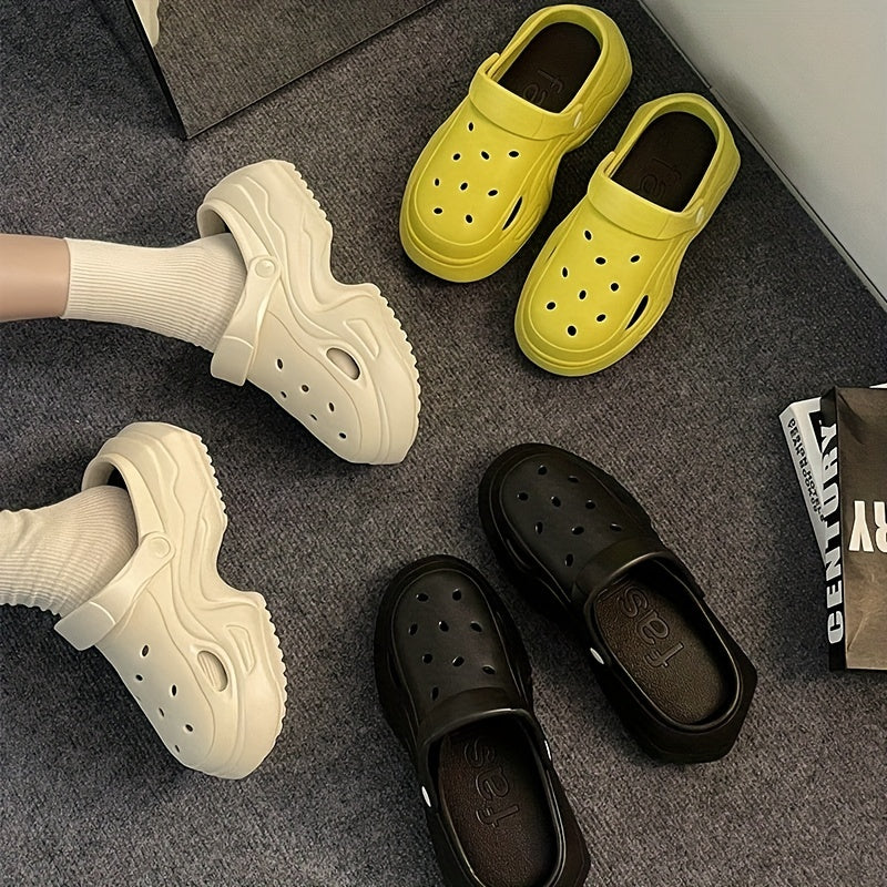 Women's Cartoon Platform Clogs Casual Hollow Out Ankle Strap Slip On Shoes