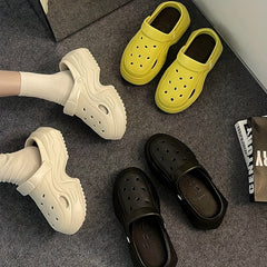 Women's Cartoon Platform Clogs Casual Hollow Out Ankle Strap Slip On Shoes