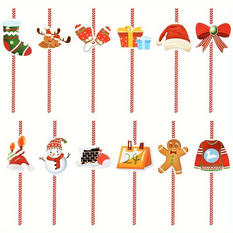 24pcs Christmas Cartoon Straw Sticker Set