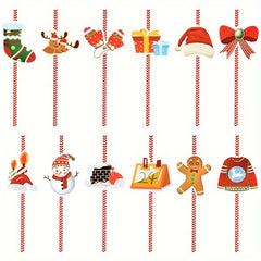 24pcs Christmas Cartoon Straw Sticker Set