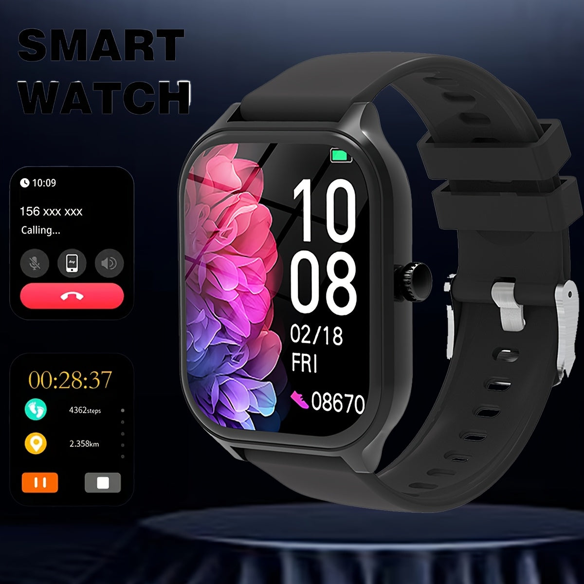 Smartwatch with Call & Message Features Pedometer Activity Tracker