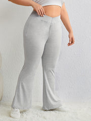  Women's Solid Flared Leg High Rise Trousers