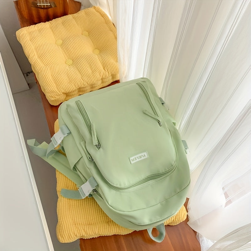 Casual Solid Backpack Zipper Large Capacity Rucksack School Bag