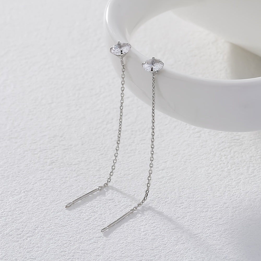 Zircon Tassel Dangle Earrings Copper Material Gift For Women