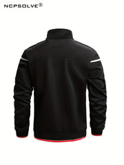 Men's Stand Collar Zip Up Jacket & Stretchable Pants Set