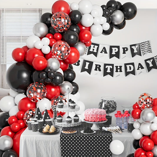 138pcs Red Silvery Balloon Garland Arch Set Wedding Decoration