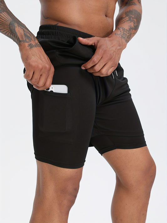 Men's Active Two Layers Shorts With Pockets for Fitness