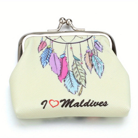 Leaf Pattern Coin Purse Bag Kiss Lock Key Bag Birthday Gift