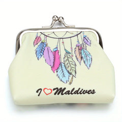 Leaf Pattern Coin Purse Bag Kiss Lock Key Bag Birthday Gift