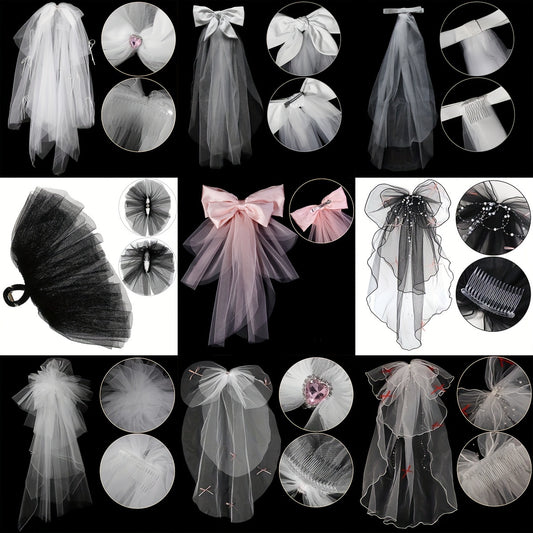 MIALLO Wedding Veil with Bow Hair Accessory Soft Tulle Bridal Veil