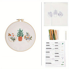 Plant Pattern Cross Stitch Embroidery Kit DIY Crafts No Tension Hook Included