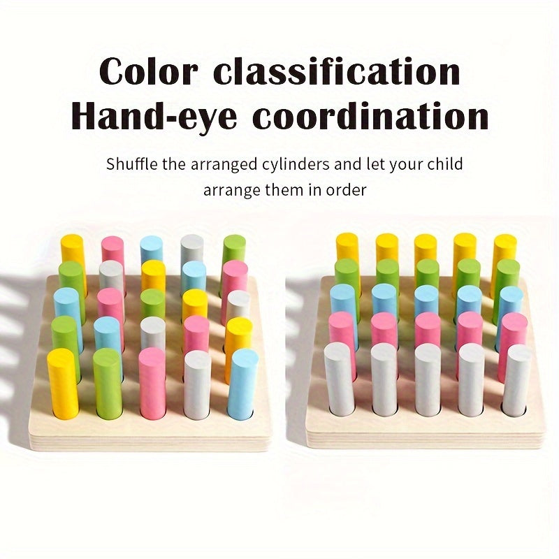 Wooden Cylinder Peg Puzzle Educational Toy for Fine Motor Skill Develop