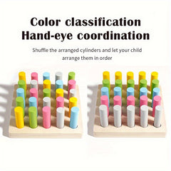 Wooden Cylinder Peg Puzzle Educational Toy for Fine Motor Skill Develop