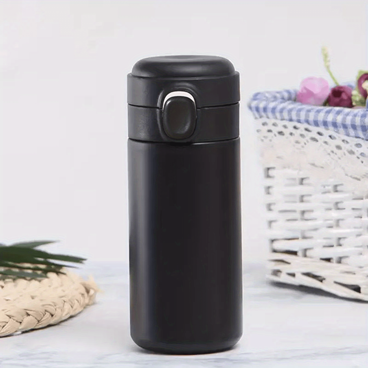 1pc Portable Pea Mug Double Layer Water Cup Stainless Steel Cup