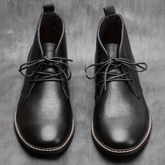 Men's Round Toe Lace Up Chukka Boots High Top Ankle Dress Boots