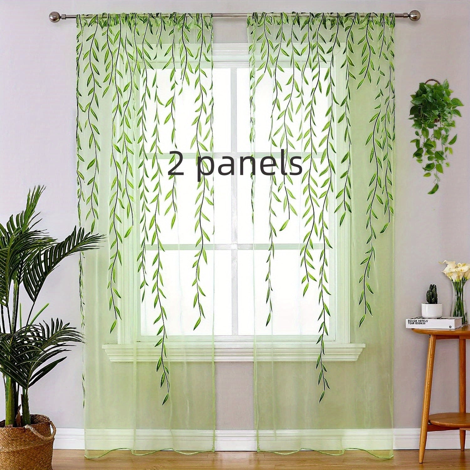 Vine Leaves Sheer Curtains for Bedroom Decor
