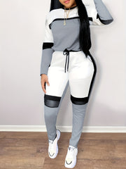 Women's Plus Colorblock Long Sleeve Top & Pants Set