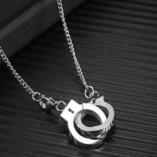 Funky Stainless Steel Handcuff Charm Necklace Men