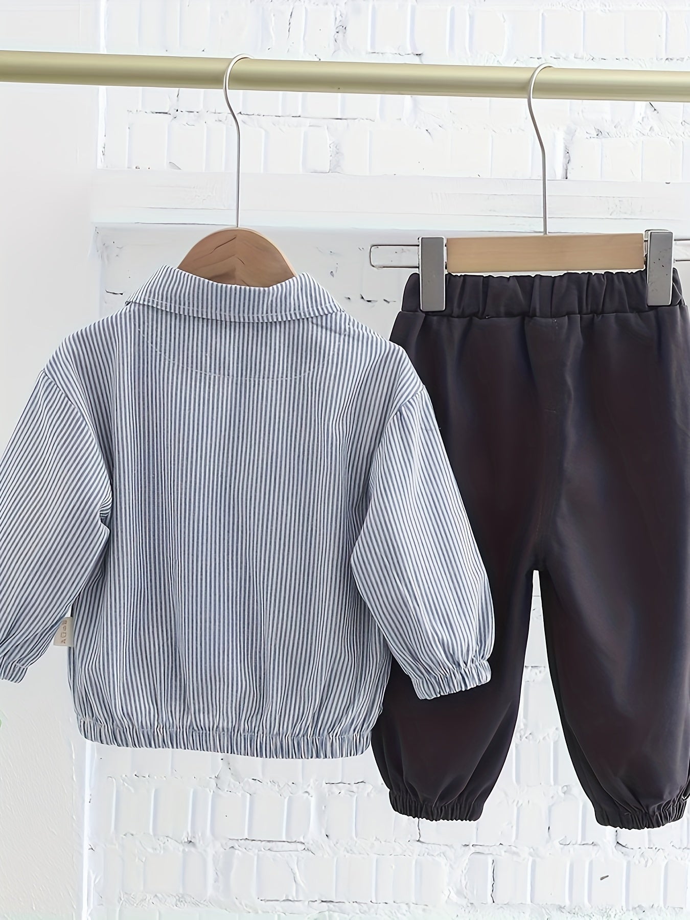 3pcs Boy's Striped Zipper Jacket & Long Sleeve Top & Cargo Pants Set