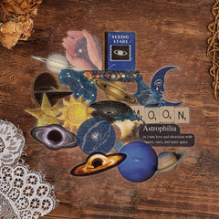 50pcs Space Themed Stickers for Notebooks Astronauts Planets Constellations